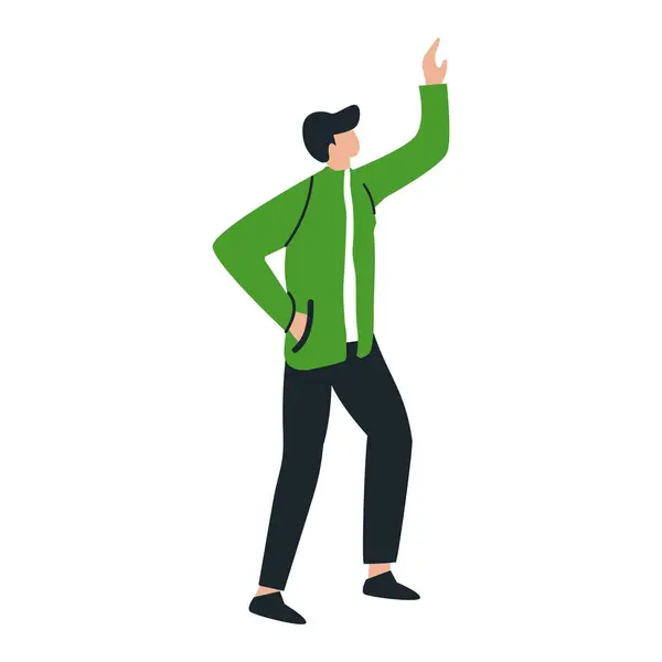 Erkek jesti yükselen eli işaret ediyor.