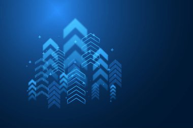 İşletme oku, büyümeyi arttırıyor. Koyu mavi arka plan. Grafik borsa ticaret yatırımı. grafik trend kar geliri