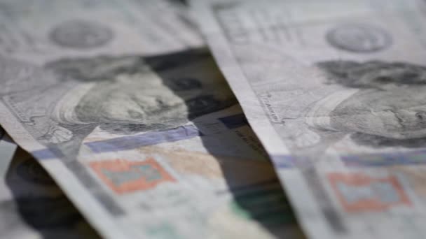 Близько Панорама Американських Банкнот Портрет Президента Сша Франкліна Грошовий Знак — стокове відео