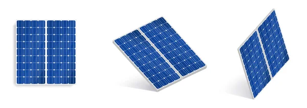 一套太阳能电池板 平面等距 现代替代生态绿色 可再生能源病媒图解 — 图库矢量图片