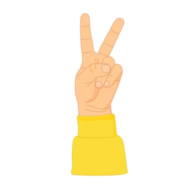 İki numaralı jest, zafer ya da barış. Çizgi film tarzı insan eli, işaret ve orta parmakları V şeklinde olacak şekilde kaldırılmış..