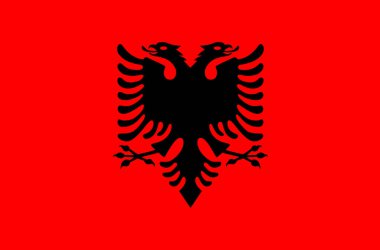 Arnavutluk bayrak vektör illüstrasyonu. Arnavutluk bayrağı. Resmi bayrak. Arnavutluk 'un Bağımsızlık Günü 28 Kasım