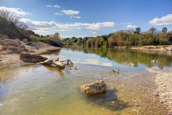 stock image Contrasts on Senia River in the final stretch of the mouth, Catalonia, Spain