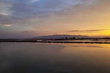 Ebro Delta Doğal Parkı, Katalonya, İspanya 'da akşam.