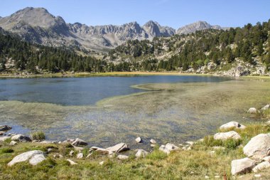 View of the first lake that we find on the Pessons circus route, Grau roig, Andorra. clipart