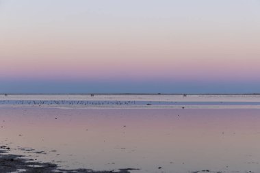 Romantic pastel sunset reflected in the bay  clipart