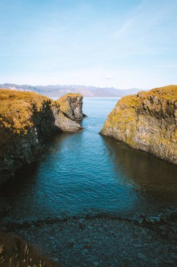 Cliffs on a sunny day in Arnarstapi, Iceland