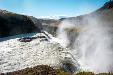 Close-up view of Gullfoss Falls, Iceland on a sunny day