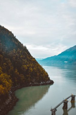 Skagway, Alaska, USA - September 2019 - View of mountains from Skagway Cruise Terminal