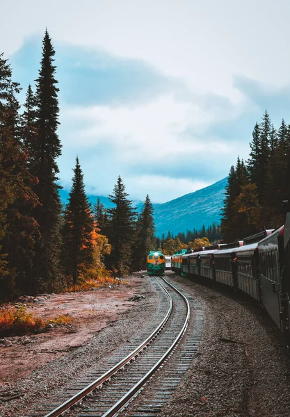 Two Trains Crossing Each Other White Pass Yukon Route Alaska — Stock Photo, Image