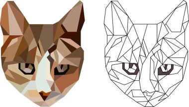 Üçgenden yapılmış kedi kafası. Vektör illüstrasyonu