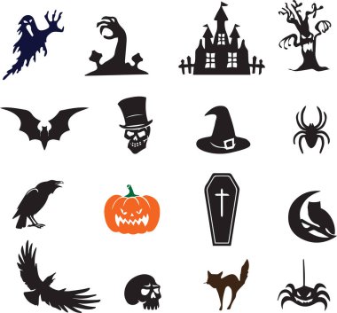 Halloweens icons set. Vector illustration clipart