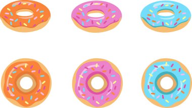  Çörek seti. Vektör illüstrasyonu