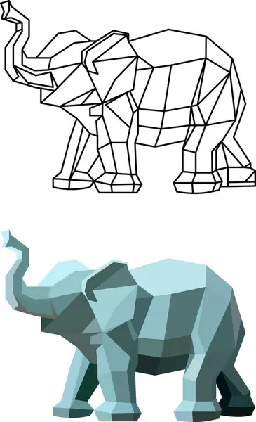  Geometrik gri fil. Vektör illüstrasyonu