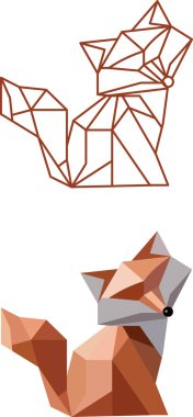 Geometrik tilki yavrusu üçgenden yapılmış. Vektör illüstrasyonu