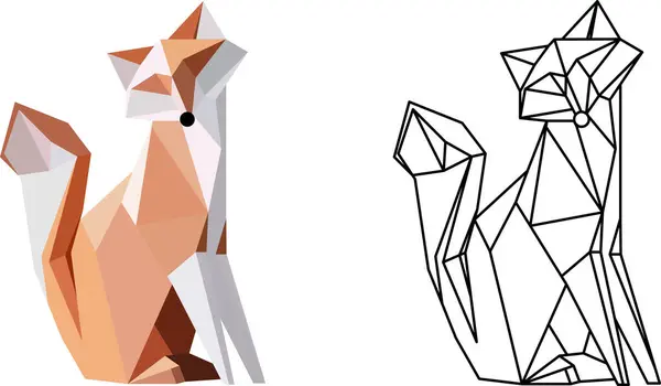 Üçgenden yapılmış geometrik tilki. Vektör illüstrasyonu