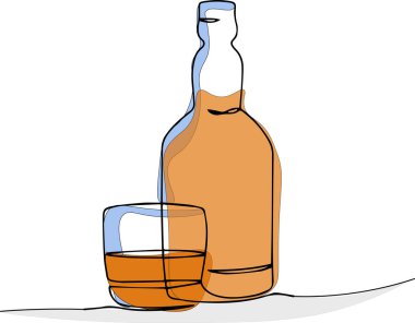 Bir sıra viski. Vektör illüstrasyonu