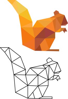 Üçgenlerden gelen geometrik sincap. Vektör illüstrasyonu