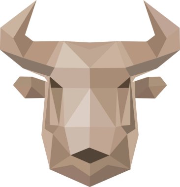 Geometrik boğa kafası üçgenden yapılmış. Vektör illüstrasyonu