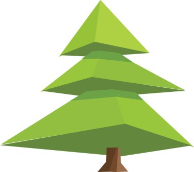  Üçgenden yapılmış geometrik yeşil ağaç. Vektör illüstrasyonu