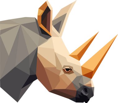  Geometrik gergedan kafası üçgenden yapılmış. Vektör illüstrasyonu