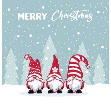  Mutlu noel cüceleri. Vektör illüstrasyonu