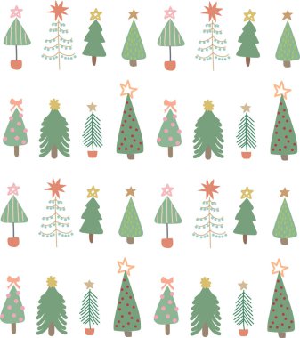 Farklı Noel ağacı desenleri. Vektör illüstrasyonu