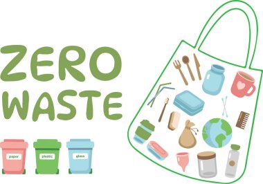 Sıfır atık elementler arka plan. Vektör illüstrasyonu