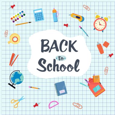 Çeşitli kırtasiyeleri incelemek için her şey. Vektör illüstrasyonu