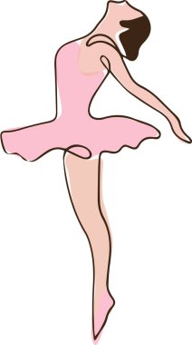  Pembe etekli balerin. Vektör illüstrasyonu