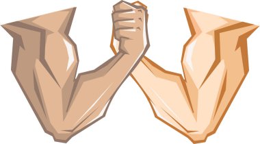 Kaslı erkek kolu. Vektör illüstrasyonu