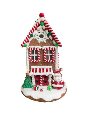 Noel kurabiyesi heykelciği beyaza izole edilmiş. Yüksek kalite fotoğraf