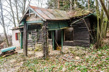 Fruska Gora Ulusal Parkı 'nda terk edilmiş bir kulübe..