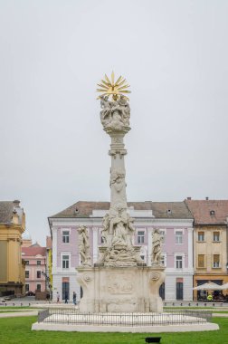 Timisoara, Romania - October 29, 2016: Statue of the plague in front of the Roman Catholic Cathedral, on the Unification Square in Timisoara, Romania