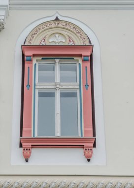 Timisoara, Romania - October 29, 2016: Windows with decorative baroque facades in the center of Timisoara, Romania