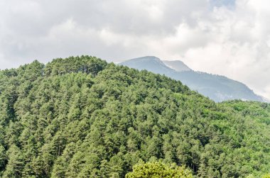 Yunanistan 'ın Stavros kentindeki gözcü noktasından Olimpos Dağı' nın panoramik manzarası.