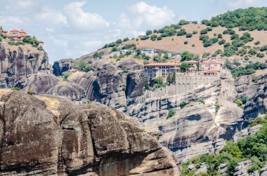 View of the Orthodox Monastery of the Great Meteor on the rocks of Mount Meteor, Kalambaka in Greece, June 2018.