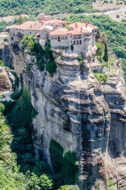 View of the Orthodox Monastery of the Great Meteor on the rocks of Mount Meteor, Kalambaka in Greece, June 2018.