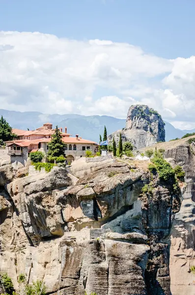 View of the Orthodox Monastery of the Great Meteor on the rocks of Mount Meteor, Kalambaka in Greece, June 2018.