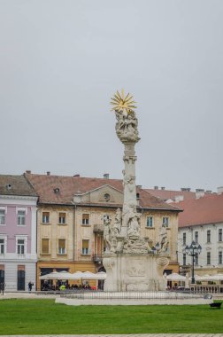 Timisoara, Romania - October 29, 2016: Statue of the plague in front of the Roman Catholic Cathedral, on the Unification Square in Timisoara, Romania