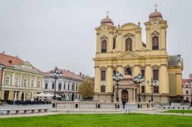 Timisoara, Romania - October 29, 2016: Roman Catholic Cathedral in the center of Timisoara.