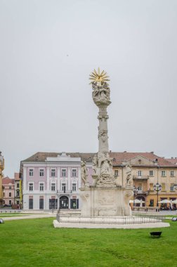 Timisoara, Romania - October 29, 2016: Statue of the plague in front of the Roman Catholic Cathedral, on the Unification Square in Timisoara, Romania