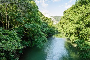 View of the Pinios River in the valley of Tembi, Greece.