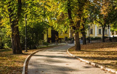 Pecs, Hungary - October 06, 2018: Park city of Pecs, Hungary, in the fall.