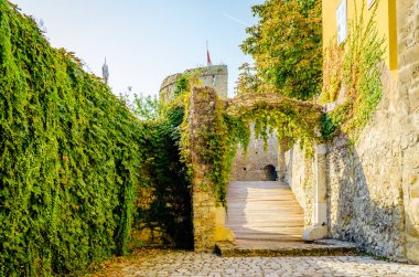 Pecs, Hungary - October 06, 2018: The Barbican, the 15th century bastion in Pecs, Hungary.