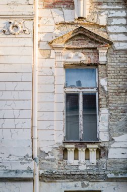 Pecs, Hungary - October 06, 2018: Windows with decorative baroque facades in the center of Pecs, Hungary