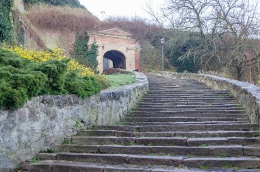 Novi Sad, Serbia. January 15, 2023.The walls of the Petrovaradin fortress in winter without snow.