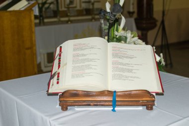 Moraholom, Hungary - September 06, 2014: Inner atmosphere of the Catholic Church.