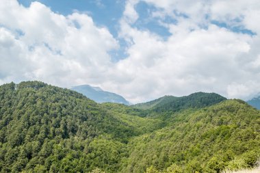 Yunanistan 'ın Stavros kentindeki gözcü noktasından Olimpos Dağı' nın panoramik manzarası.