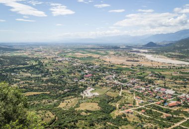 Panoramic view of Mount Meteora from the city of Kalambaka in Greece.